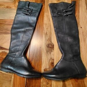 Calvin Klein Michelle Black Leather Knee High Boots ***See Note***